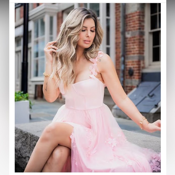 NWT Antonio Melani xBreast Cancer Awareness Capsule Mely Satin Embroidered Dress - Picture 7 of 16